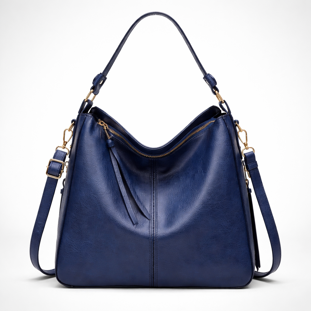 Large Leather Hobo Shoulder Bag - Spacious Interior