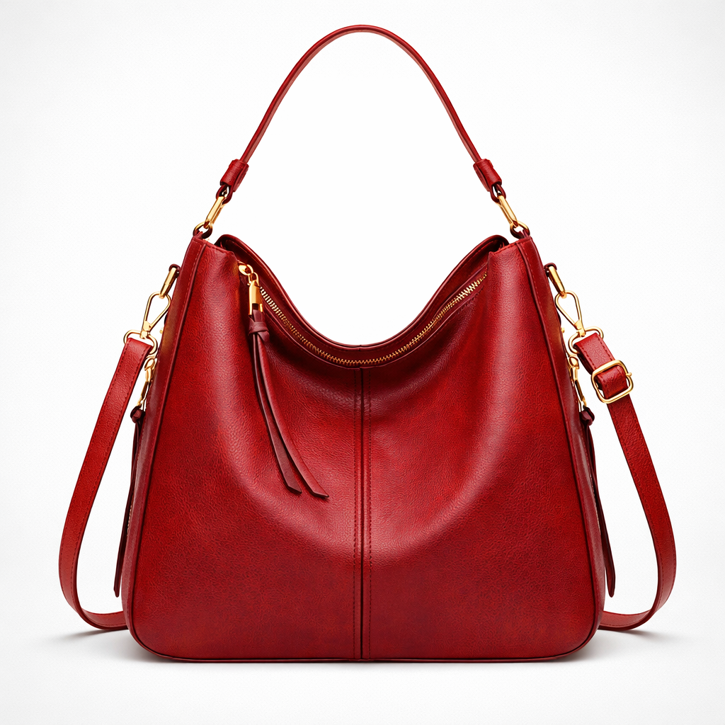 Large Leather Hobo Shoulder Bag - Spacious Interior